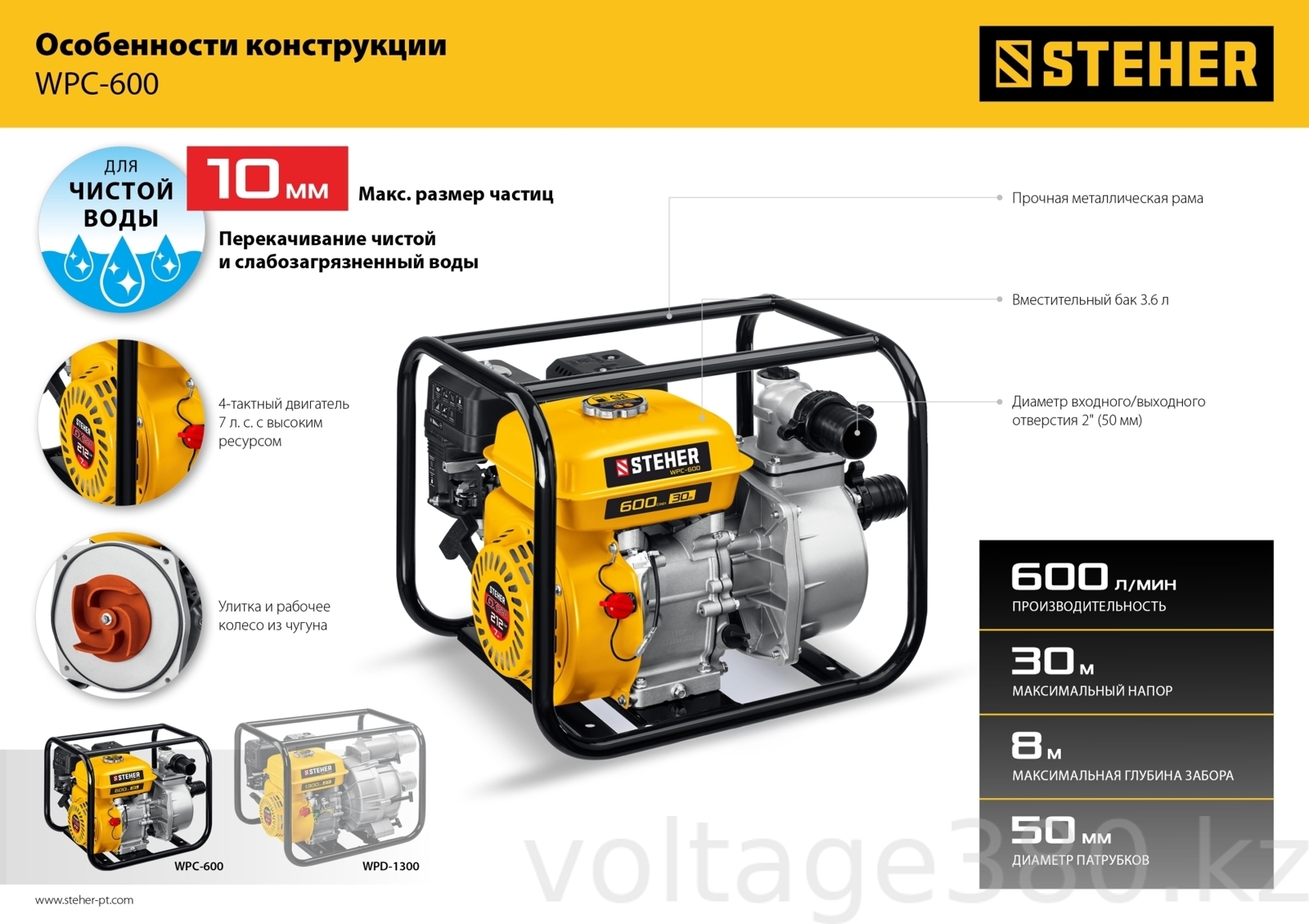 Мотопомпа бензиновая WPC-600 Steher