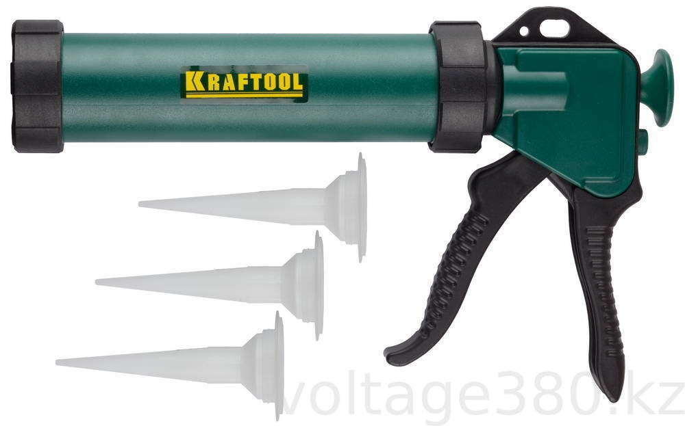 Пистолет закрытый универсальный для герметика KRAFTOOL Professional, 3 сменных сопла.