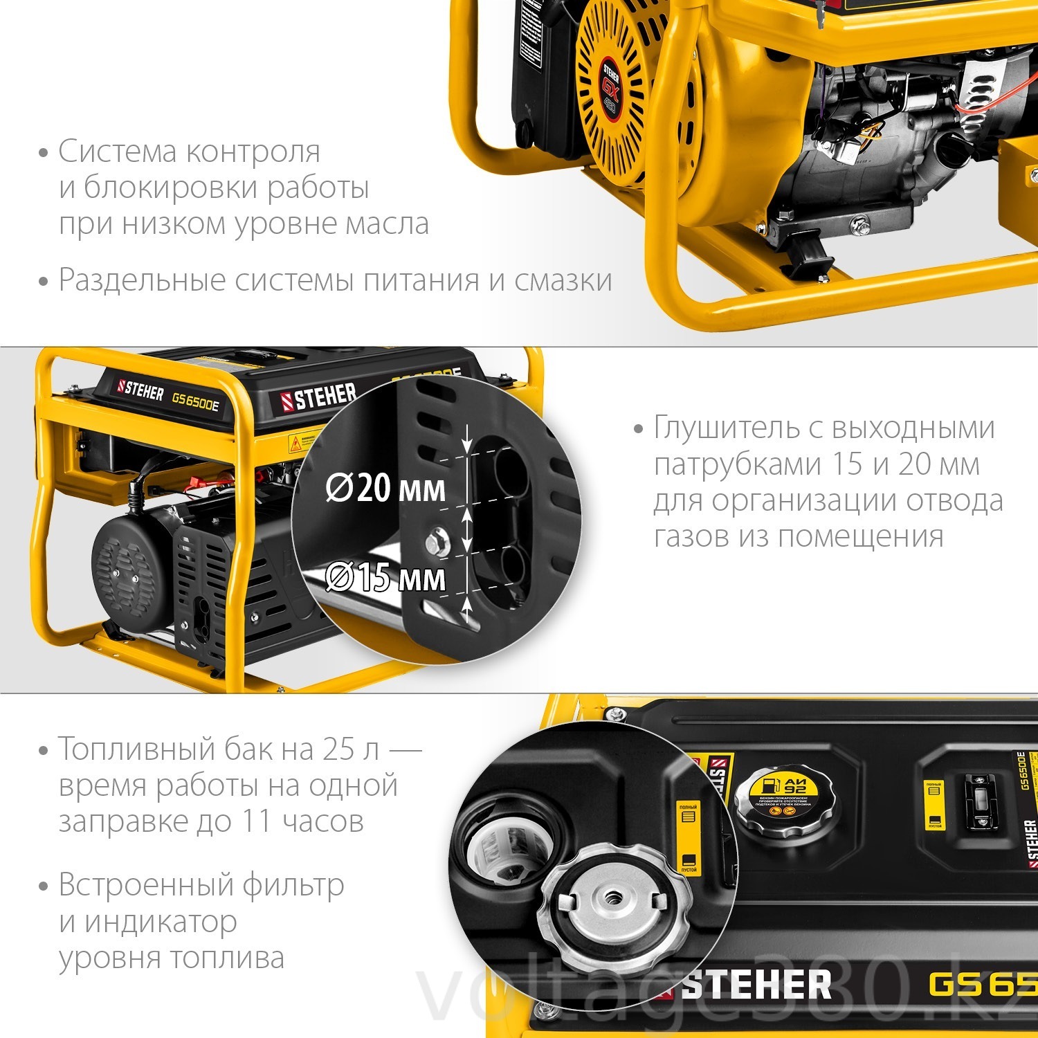 Генератор бензиновый GS-6500Е Steher