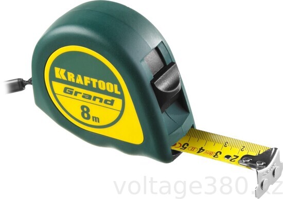 Рулетка с ударостойким корпусом (ABS) и противоскользящим покрытием KRAFTOOL GRAND 8м / 25мм