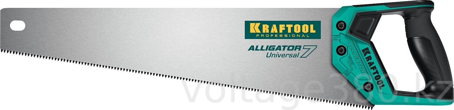 Ножовка универсальная "Alligator Universal 7", 450 мм, 7 TPI 3D зуб, KRAFTOOL