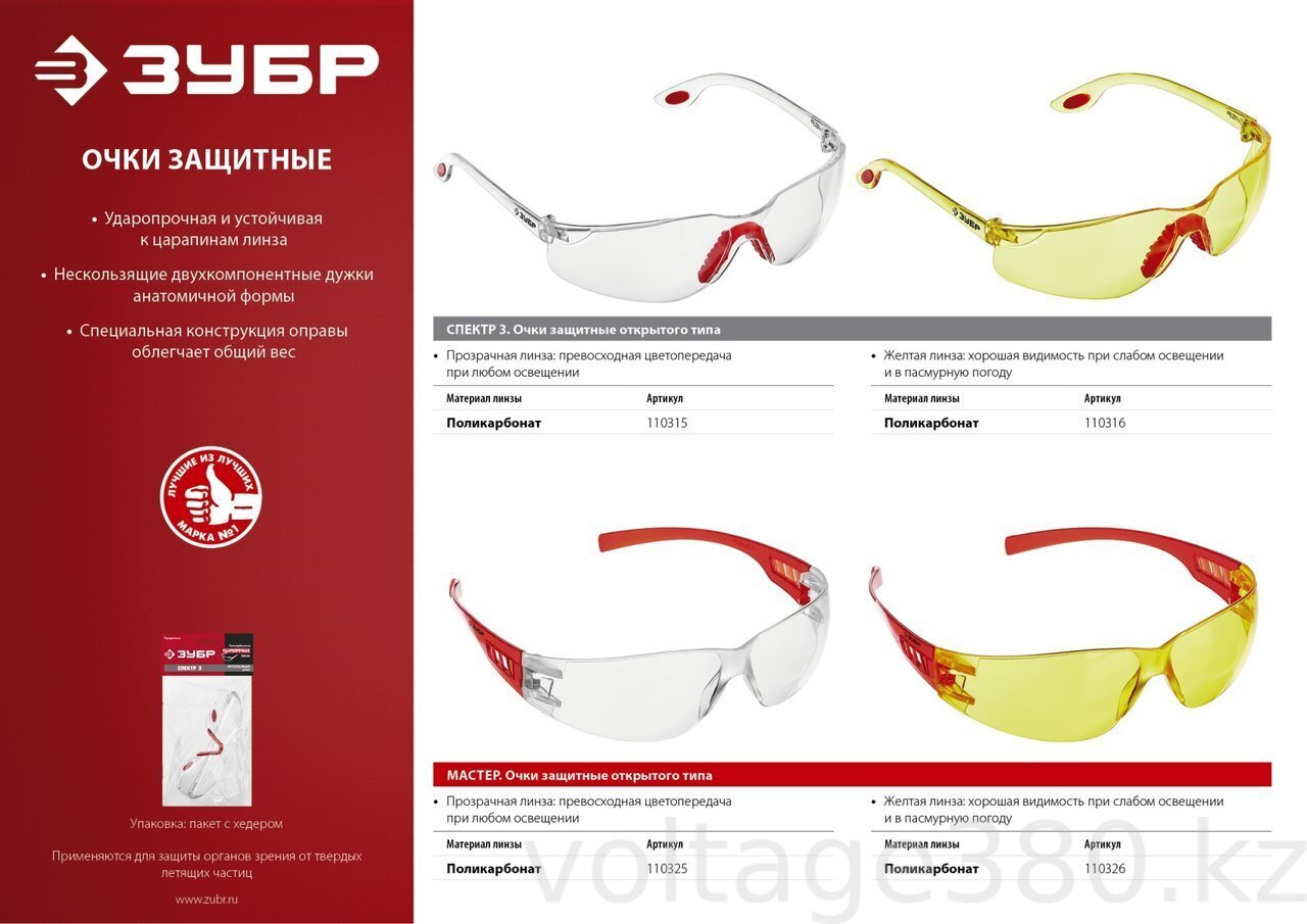 Очки защитные открытого типа ЗУБР